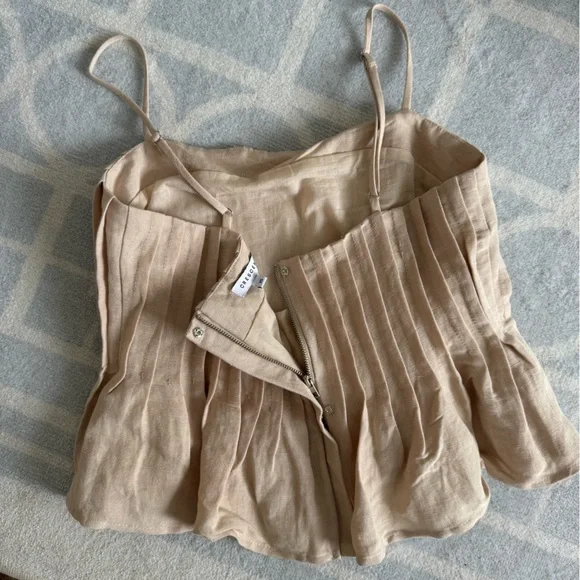 Tan / Cream Lisa Peplum Tank Top Pleated Detail - Picture 5 of 7